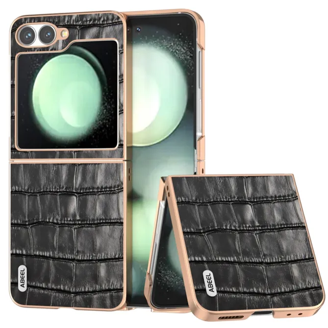 Coque Samsung Galaxy Z Flip 7 FE / Z Flip 6 Cuir Veritable Texture Croco