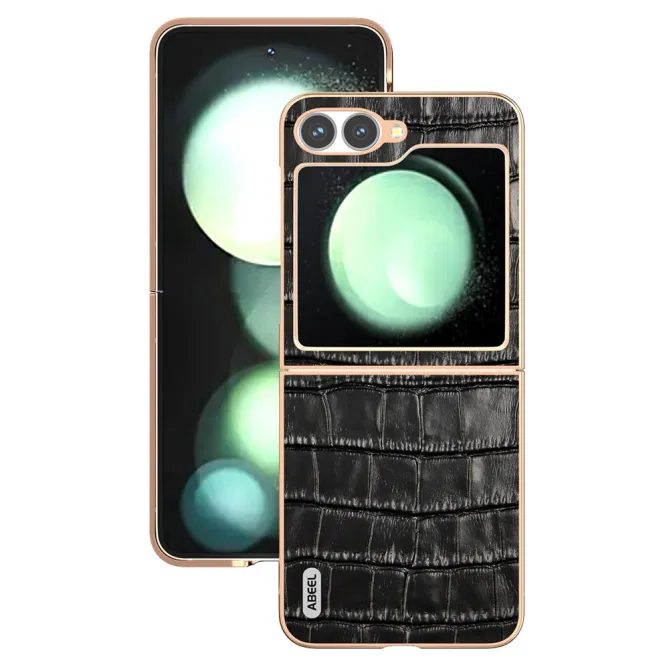 Coque Samsung Galaxy Z Flip 7 FE / Z Flip 6 Cuir Veritable Texture Croco