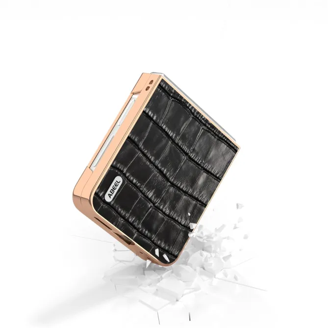 Coque Samsung Galaxy Z Flip 7 FE / Z Flip 6 Cuir Veritable Texture Croco
