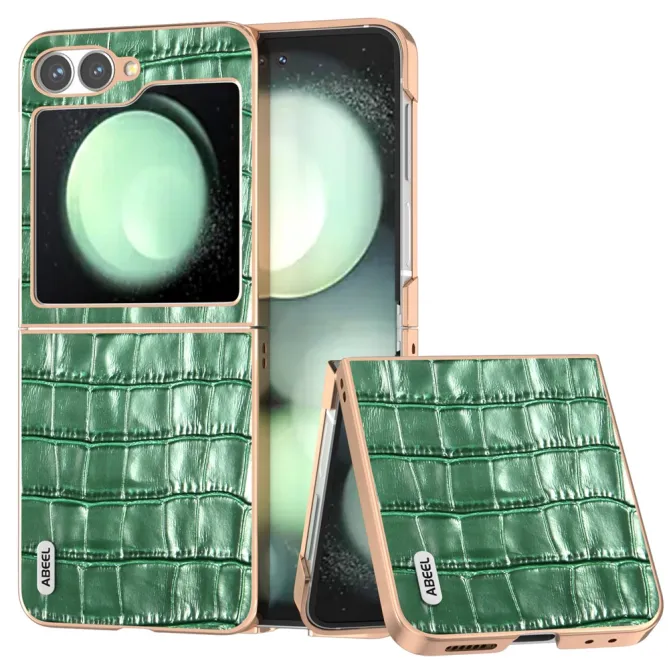 Coque Samsung Galaxy Z Flip 7 FE / Z Flip 6 Cuir Veritable Texture Croco