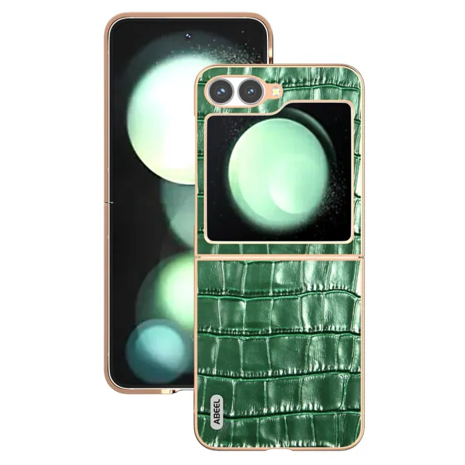 Coque Samsung Galaxy Z Flip 7 FE / Z Flip 6 Cuir Veritable Texture Croco