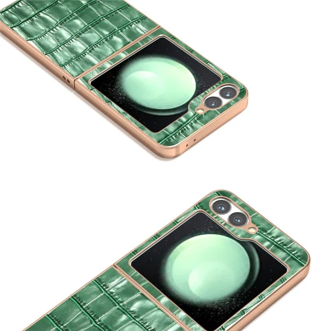 Coque Samsung Galaxy Z Flip 7 FE / Z Flip 6 Cuir Veritable Texture Croco