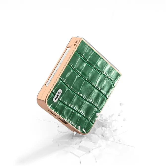 Coque Samsung Galaxy Z Flip 7 FE / Z Flip 6 Cuir Veritable Texture Croco