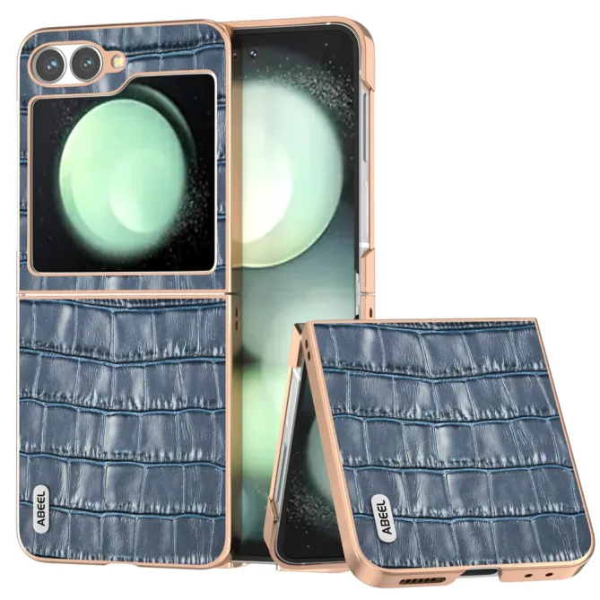 Coque Samsung Galaxy Z Flip 7 FE / Z Flip 6 Cuir Veritable Texture Croco