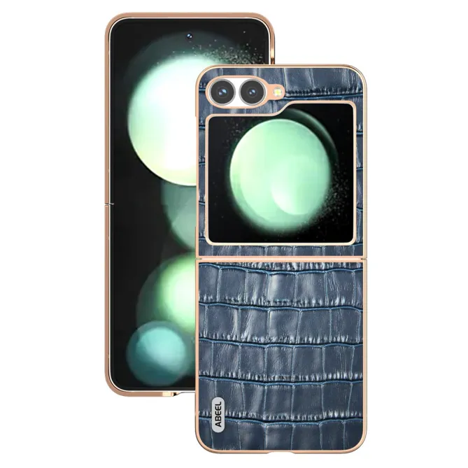 Coque Samsung Galaxy Z Flip 7 FE / Z Flip 6 Cuir Veritable Texture Croco