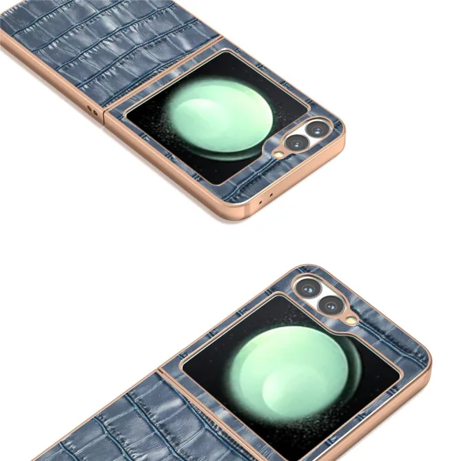 Coque Samsung Galaxy Z Flip 7 FE / Z Flip 6 Cuir Veritable Texture Croco