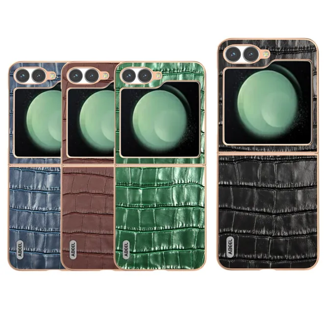 Coque Samsung Galaxy Z Flip 7 FE / Z Flip 6 Cuir Veritable Texture Croco