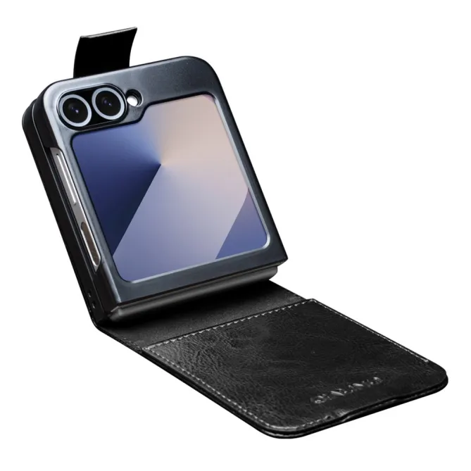 Coque Portefeuille Samsung Galaxy Z Flip 7 FE / Z Flip 6 Cuir Veritable Fermeture Magnetique