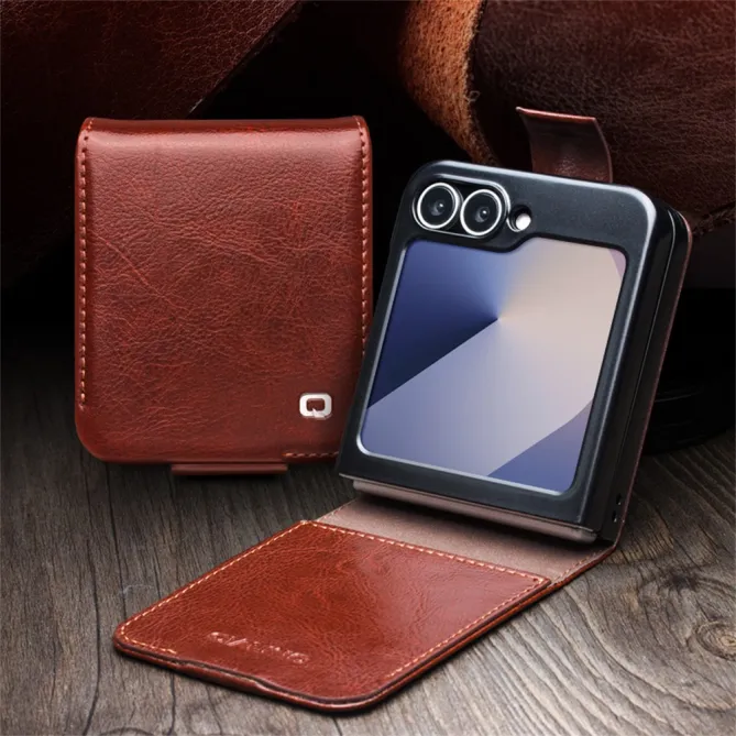 Coque Portefeuille Samsung Galaxy Z Flip 7 FE / Z Flip 6 Cuir Veritable Fermeture Magnetique