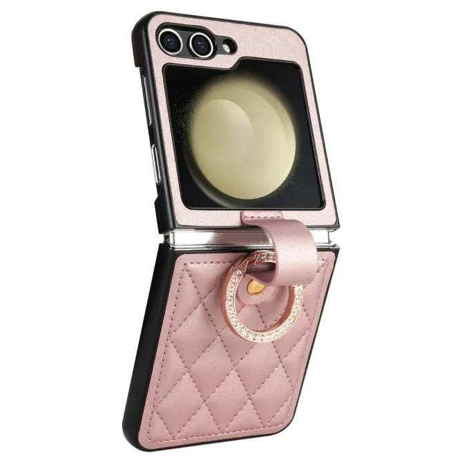 Coque Samsung Galaxy Z Flip 7 FE / Z Flip 6 / Z Flip 5 Matelassee Anneau Strass