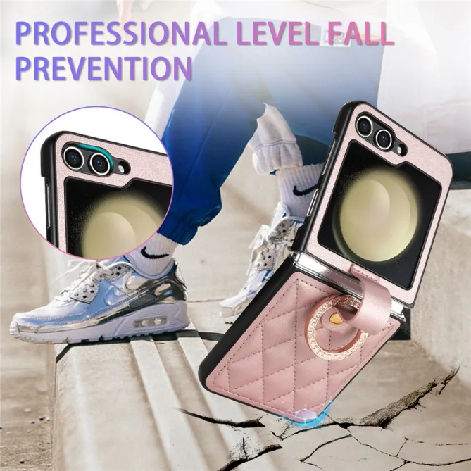 Coque Samsung Galaxy Z Flip 7 FE / Z Flip 6 / Z Flip 5 Matelassee Anneau Strass