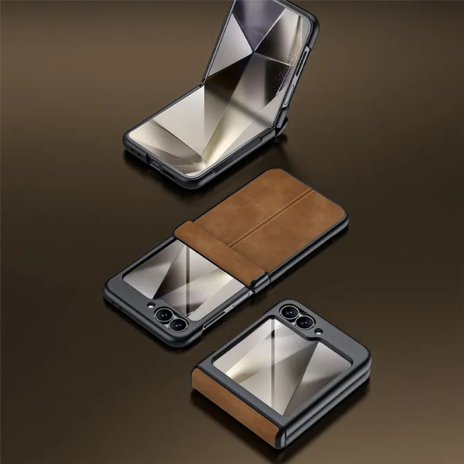 Coque Samsung Galaxy Z Flip 7 FE / Z Flip 6 Simili Cuir Verre Trempe Inclus