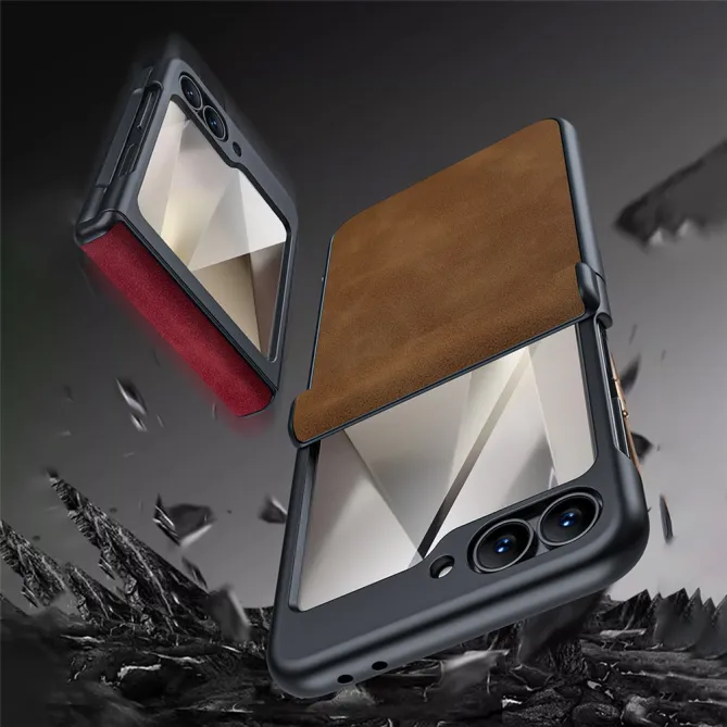Coque Samsung Galaxy Z Flip 7 FE / Z Flip 6 Simili Cuir Verre Trempe Inclus