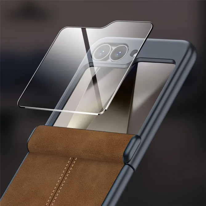 Coque Samsung Galaxy Z Flip 7 FE / Z Flip 6 Simili Cuir Verre Trempe Inclus