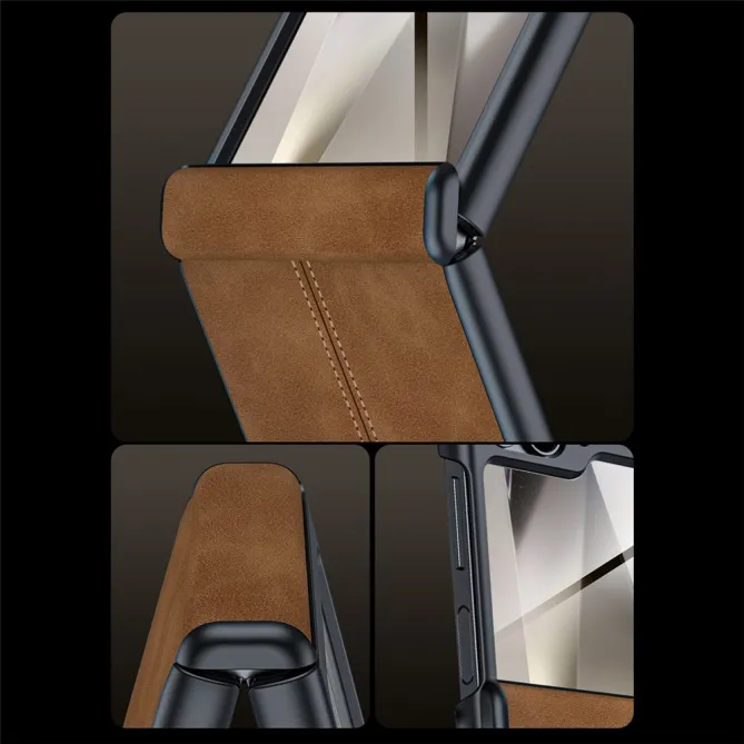 Coque Samsung Galaxy Z Flip 7 FE / Z Flip 6 Simili Cuir Verre Trempe Inclus