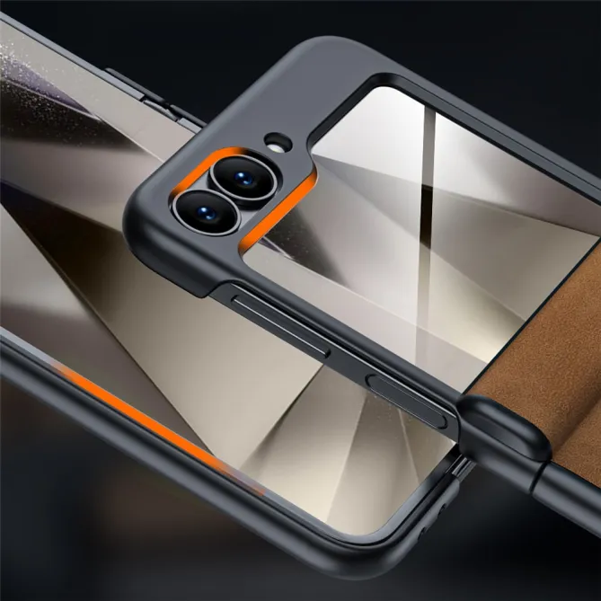 Coque Samsung Galaxy Z Flip 7 FE / Z Flip 6 Simili Cuir Verre Trempe Inclus