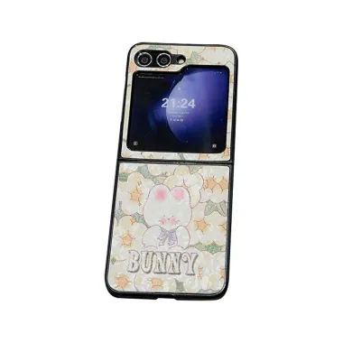 Coque Samsung Galaxy Z Flip 7 FE / Z Flip 6 Lapin Bunny Fond Fleuri