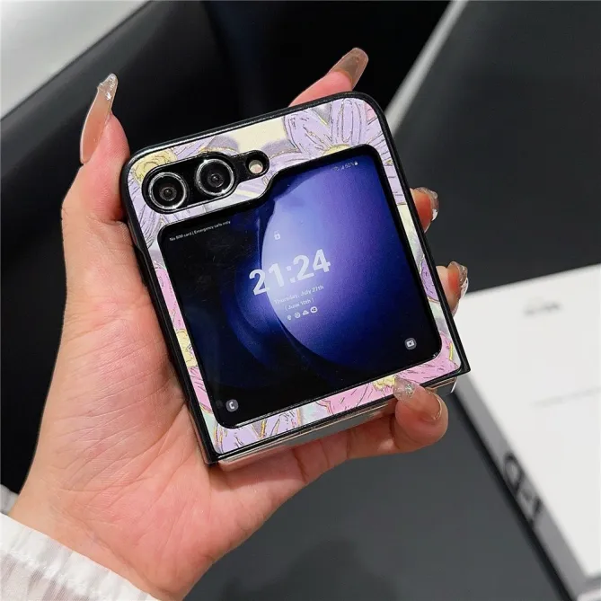 Coque Samsung Galaxy Z Flip 7 FE / Z Flip 6 Grandes Fleurs Mauve et Rose