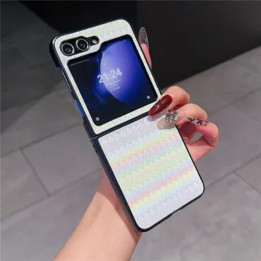 Coque Samsung Galaxy Z Flip 7 FE / Z Flip 6 / Z Flip 5 – Effet Holographique Quadrillé