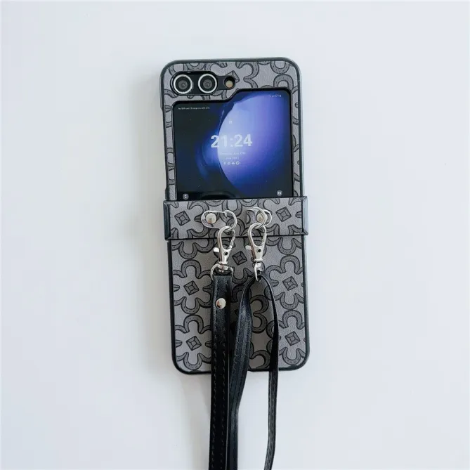 Coque Samsung Galaxy Z Flip 7 FE / Z Flip 6 Imprimé Monogramme avec Bandoulière