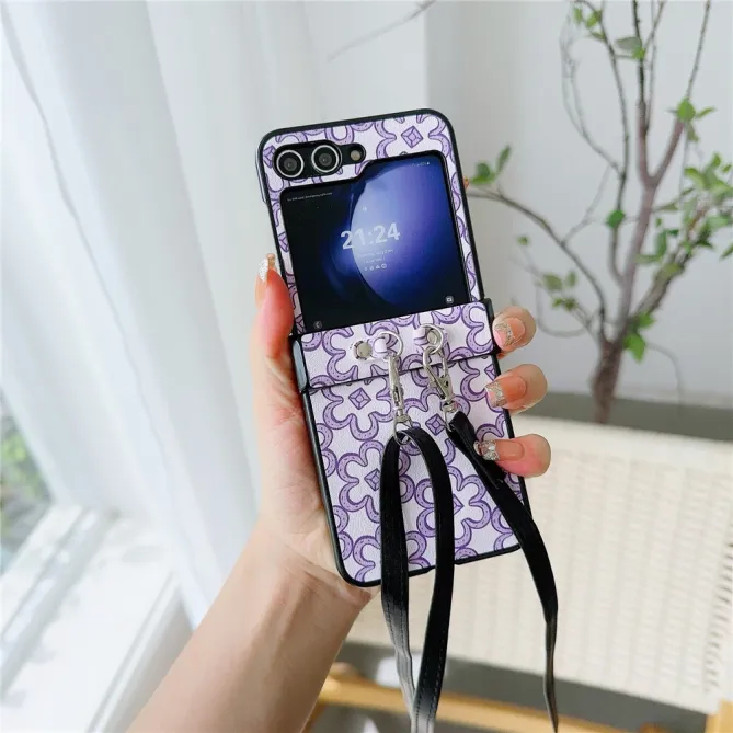 Coque Samsung Galaxy Z Flip 7 FE / Z Flip 6 Imprimé Monogramme avec Bandoulière