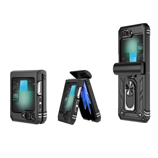 Coque Samsung Galaxy Z Flip 7 FE / Z Flip 6 Renforcée avec Anneau et Cache Caméra Coulissant