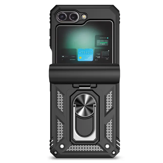 Coque Samsung Galaxy Z Flip 7 FE / Z Flip 6 Renforcée avec Anneau et Cache Caméra Coulissant