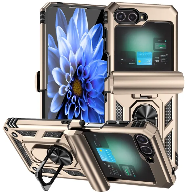 Coque Samsung Galaxy Z Flip 7 FE / Z Flip 6 Renforcée avec Anneau et Cache Caméra Coulissant