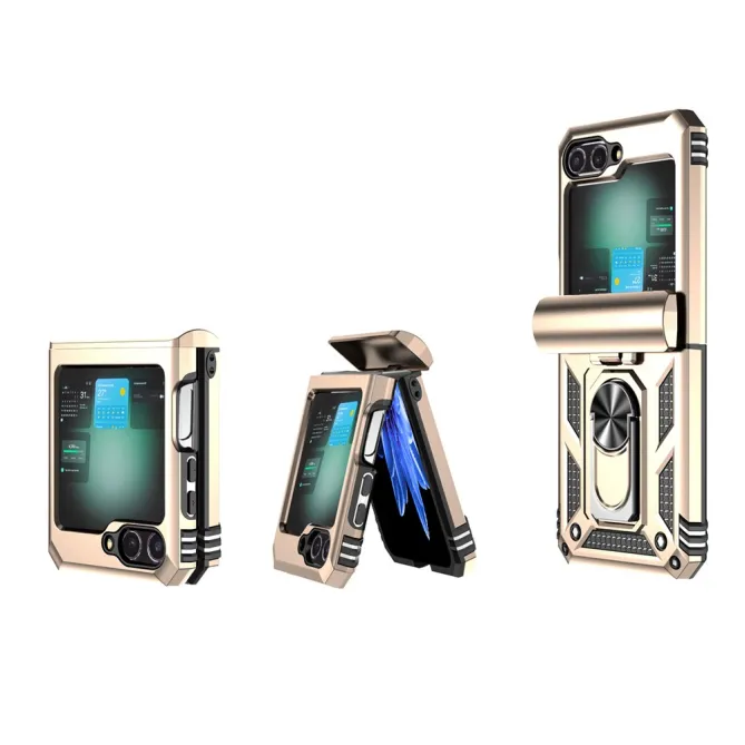 Coque Samsung Galaxy Z Flip 7 FE / Z Flip 6 Renforcée avec Anneau et Cache Caméra Coulissant