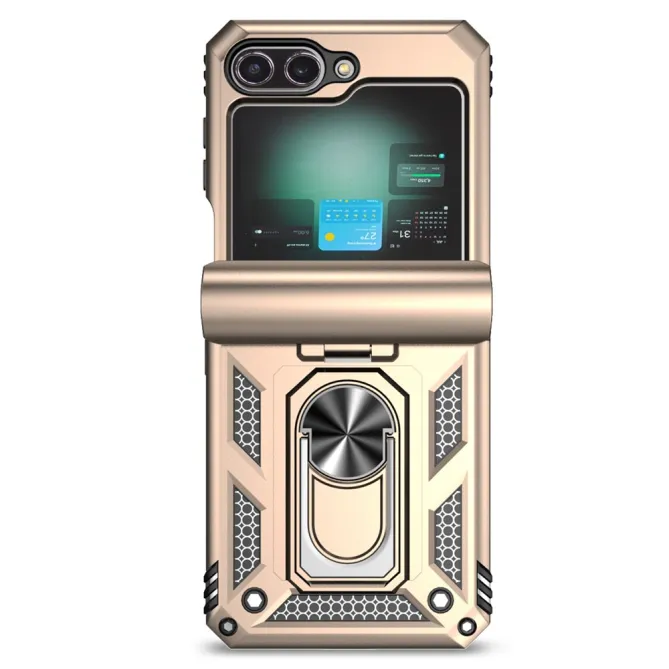 Coque Samsung Galaxy Z Flip 7 FE / Z Flip 6 Renforcée avec Anneau et Cache Caméra Coulissant