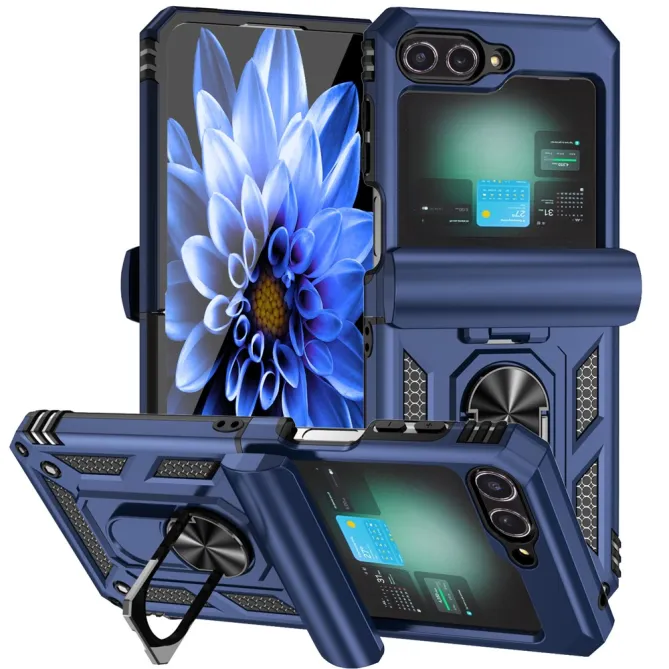 Coque Samsung Galaxy Z Flip 7 FE / Z Flip 6 Renforcée avec Anneau et Cache Caméra Coulissant