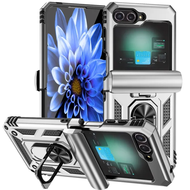 Coque Samsung Galaxy Z Flip 7 FE / Z Flip 6 Renforcée avec Anneau et Cache Caméra Coulissant