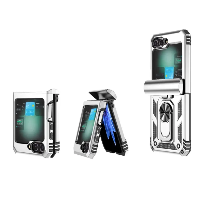 Coque Samsung Galaxy Z Flip 7 FE / Z Flip 6 Renforcée avec Anneau et Cache Caméra Coulissant