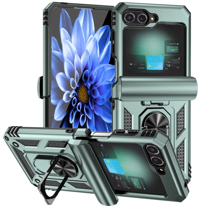 Coque Samsung Galaxy Z Flip 7 FE / Z Flip 6 Renforcée avec Anneau et Cache Caméra Coulissant