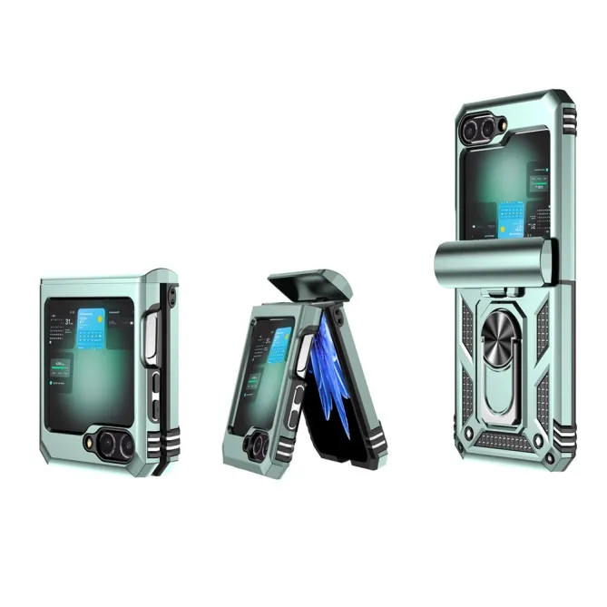 Coque Samsung Galaxy Z Flip 7 FE / Z Flip 6 Renforcée avec Anneau et Cache Caméra Coulissant