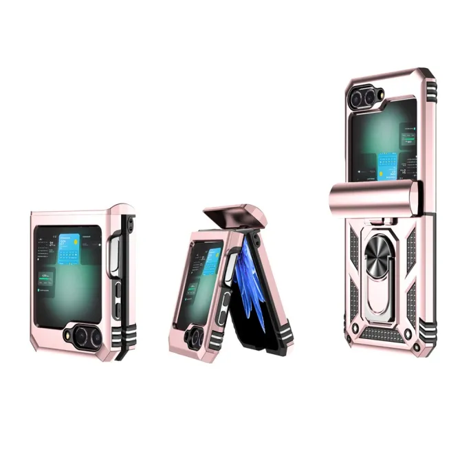 Coque Samsung Galaxy Z Flip 7 FE / Z Flip 6 Renforcée avec Anneau et Cache Caméra Coulissant
