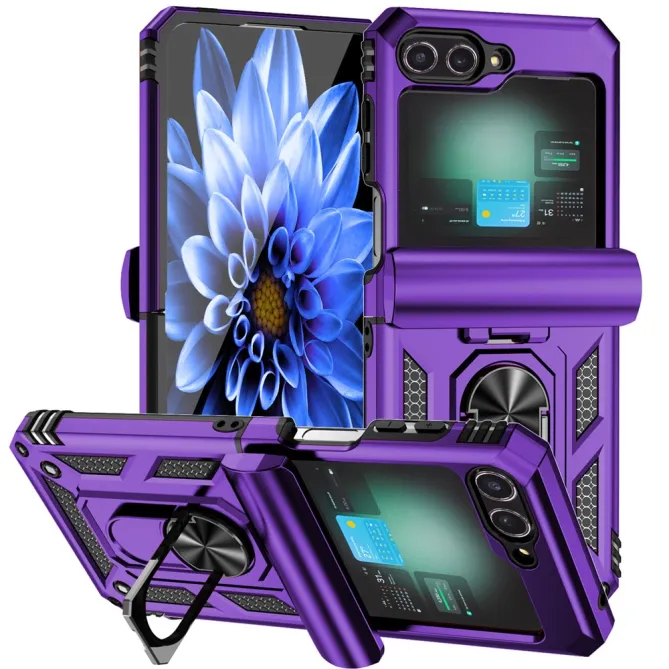 Coque Samsung Galaxy Z Flip 7 FE / Z Flip 6 Renforcée avec Anneau et Cache Caméra Coulissant