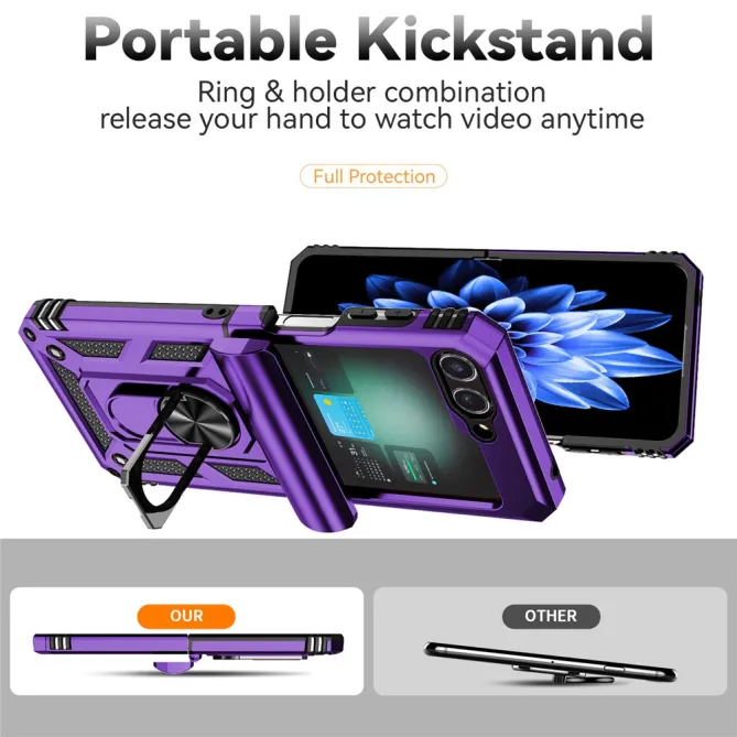 Coque Samsung Galaxy Z Flip 7 FE / Z Flip 6 Renforcée avec Anneau et Cache Caméra Coulissant