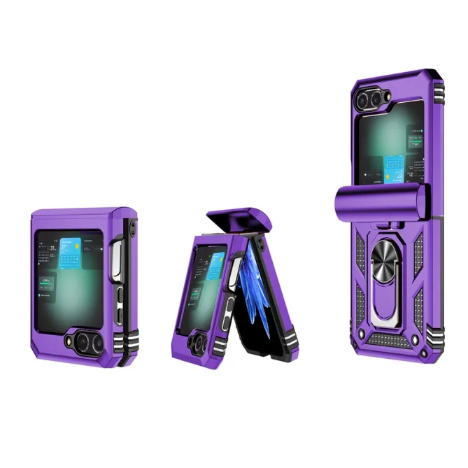 Coque Samsung Galaxy Z Flip 7 FE / Z Flip 6 Renforcée avec Anneau et Cache Caméra Coulissant