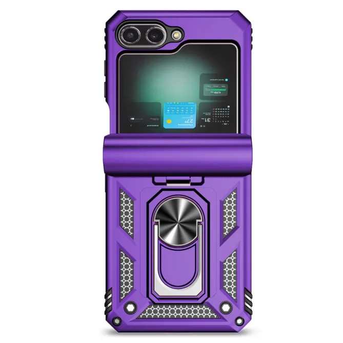 Coque Samsung Galaxy Z Flip 7 FE / Z Flip 6 Renforcée avec Anneau et Cache Caméra Coulissant