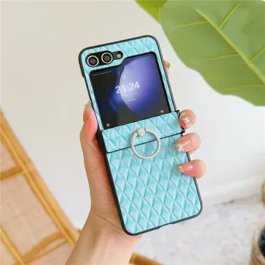 Coque Samsung Galaxy Z Flip 7 FE / Z Flip 6 Matelassée Losange avec Bague Support