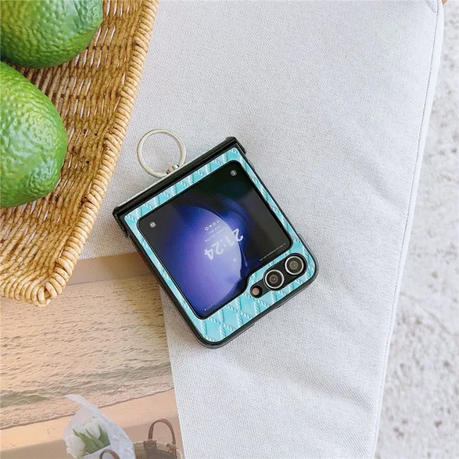 Coque Samsung Galaxy Z Flip 7 FE / Z Flip 6 Matelassée Losange avec Bague Support