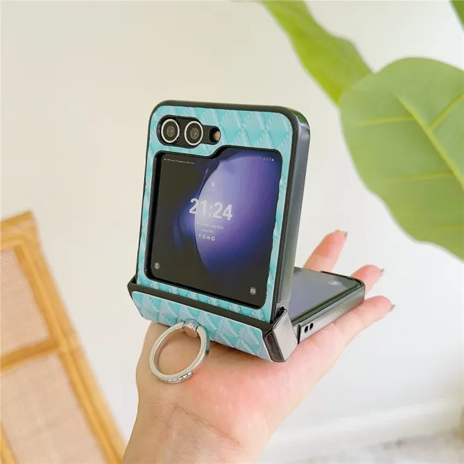 Coque Samsung Galaxy Z Flip 7 FE / Z Flip 6 Matelassée Losange avec Bague Support