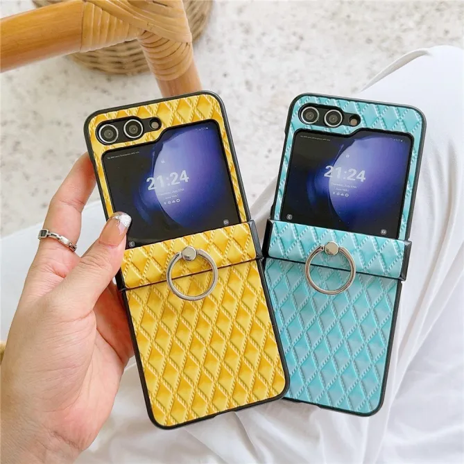 Coque Samsung Galaxy Z Flip 7 FE / Z Flip 6 Matelassée Losange avec Bague Support