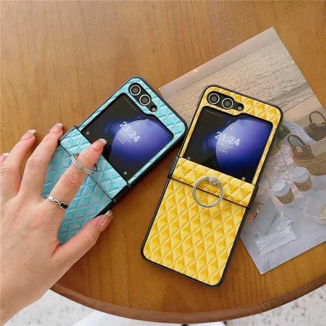 Coque Samsung Galaxy Z Flip 7 FE / Z Flip 6 Matelassée Losange avec Bague Support