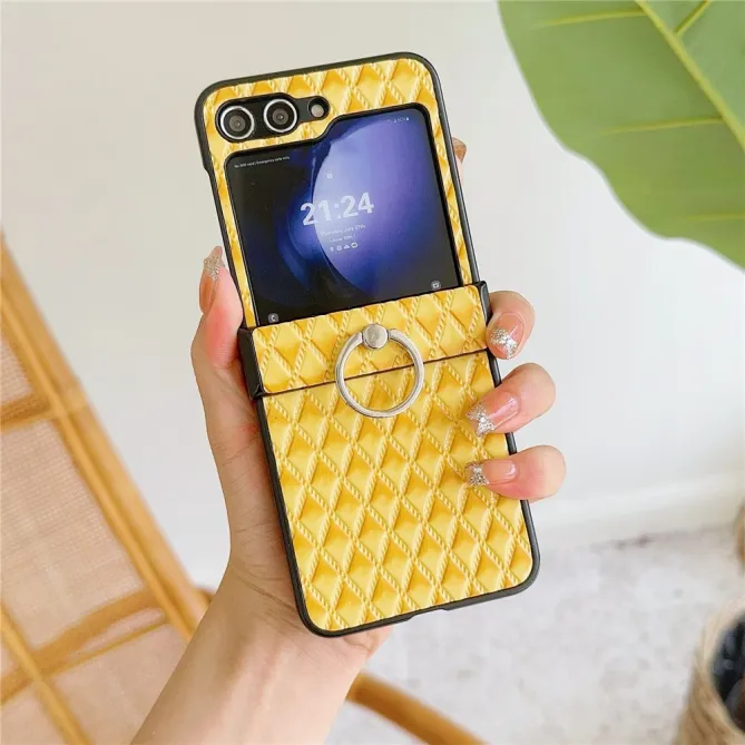 Coque Samsung Galaxy Z Flip 7 FE / Z Flip 6 Matelassée Losange avec Bague Support