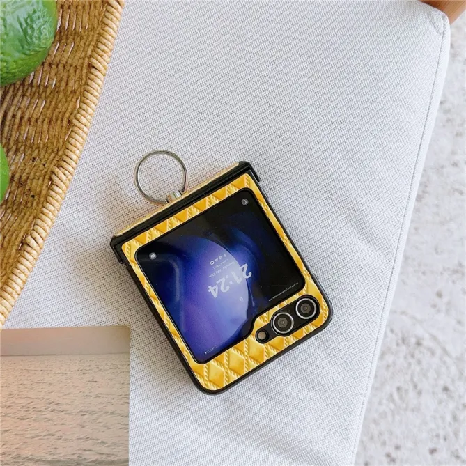 Coque Samsung Galaxy Z Flip 7 FE / Z Flip 6 Matelassée Losange avec Bague Support
