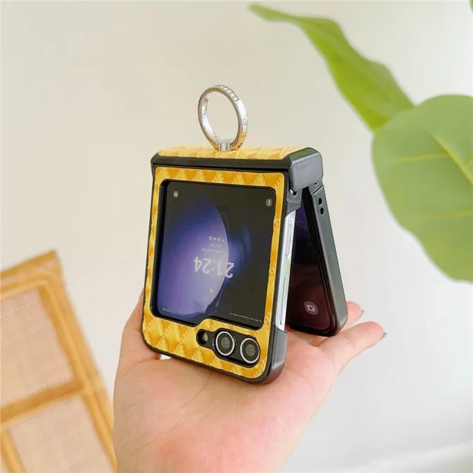 Coque Samsung Galaxy Z Flip 7 FE / Z Flip 6 Matelassée Losange avec Bague Support