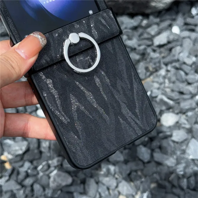 Coque Samsung Galaxy Z Flip 7 FE et Z Flip 6 Effet Zébré avec Bague Support