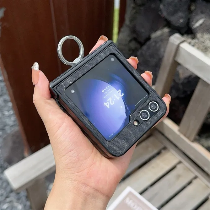 Coque Samsung Galaxy Z Flip 7 FE et Z Flip 6 Effet Zébré avec Bague Support